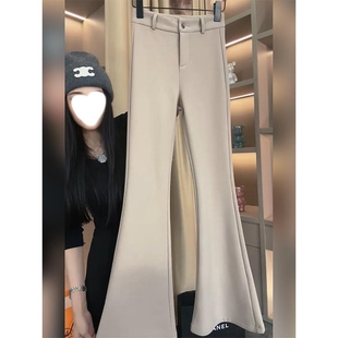 西装微喇裤女2025年冬季加绒百搭新款气质垂感修身垂感显瘦马蹄裤