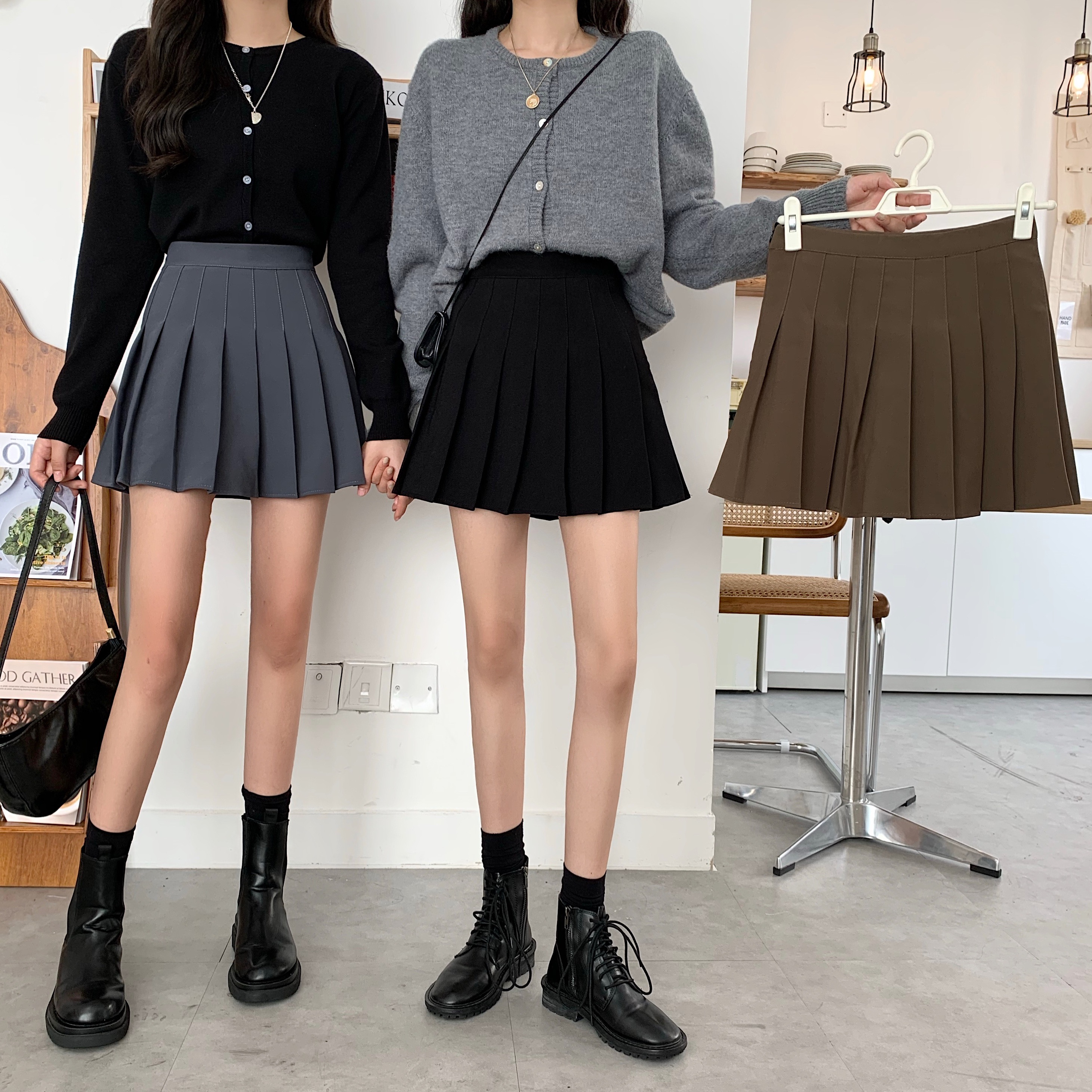 Real price autumn and winter new high waisted pleated skirt