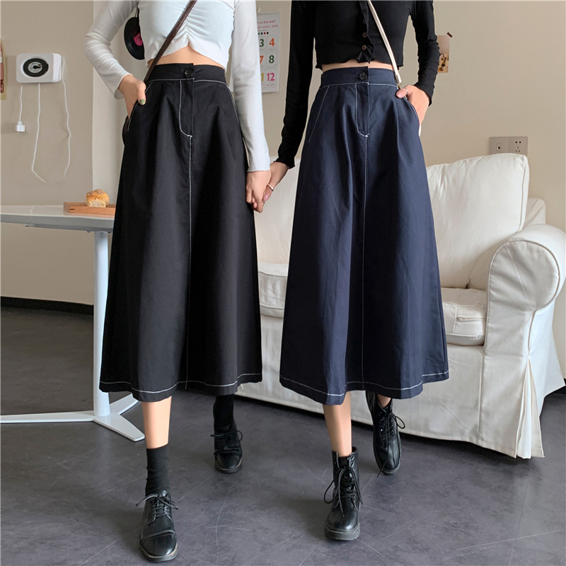 Real price high waist slim medium length A-line skirt versatile fashion skirt