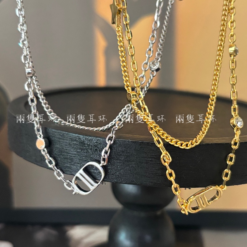 金色双层星星字母镶钻锁骨链