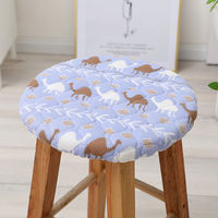 Household round stool seat cushion, all-season cotton-padded universal anti-slip chair cover, canteen and restaurant round chair seat cover thumbnail 8