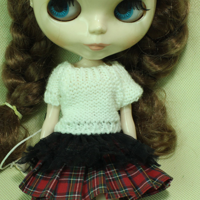 满18元包邮 米白色纯色毛衣上衣毛线 12分8分BJD娃娃可穿兵人小布