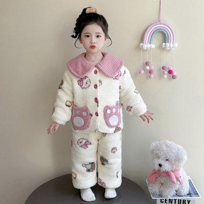 儿童睡衣双层加绒加厚女宝冬