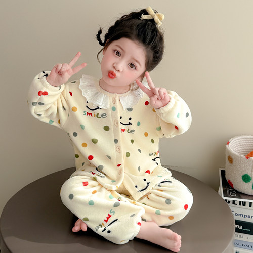 儿童睡衣女宝宝秋冬摇粒绒长袖