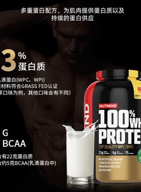 NUTREND捷克原装进口5磅乳清蛋白质粉健身乳清增健肌运动营养粉