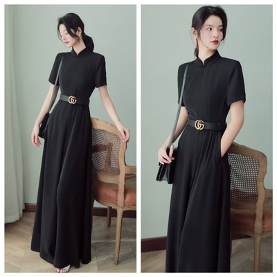 高腰长款连体阔腿裤时尚