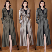 收腰显瘦过膝外套 中长款 亮面风衣女2025新款 春秋今年流行气质修身