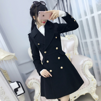 女士秋冬款毛呢中长款外套