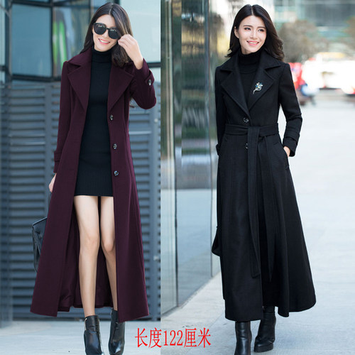 女士长款毛呢大衣外套