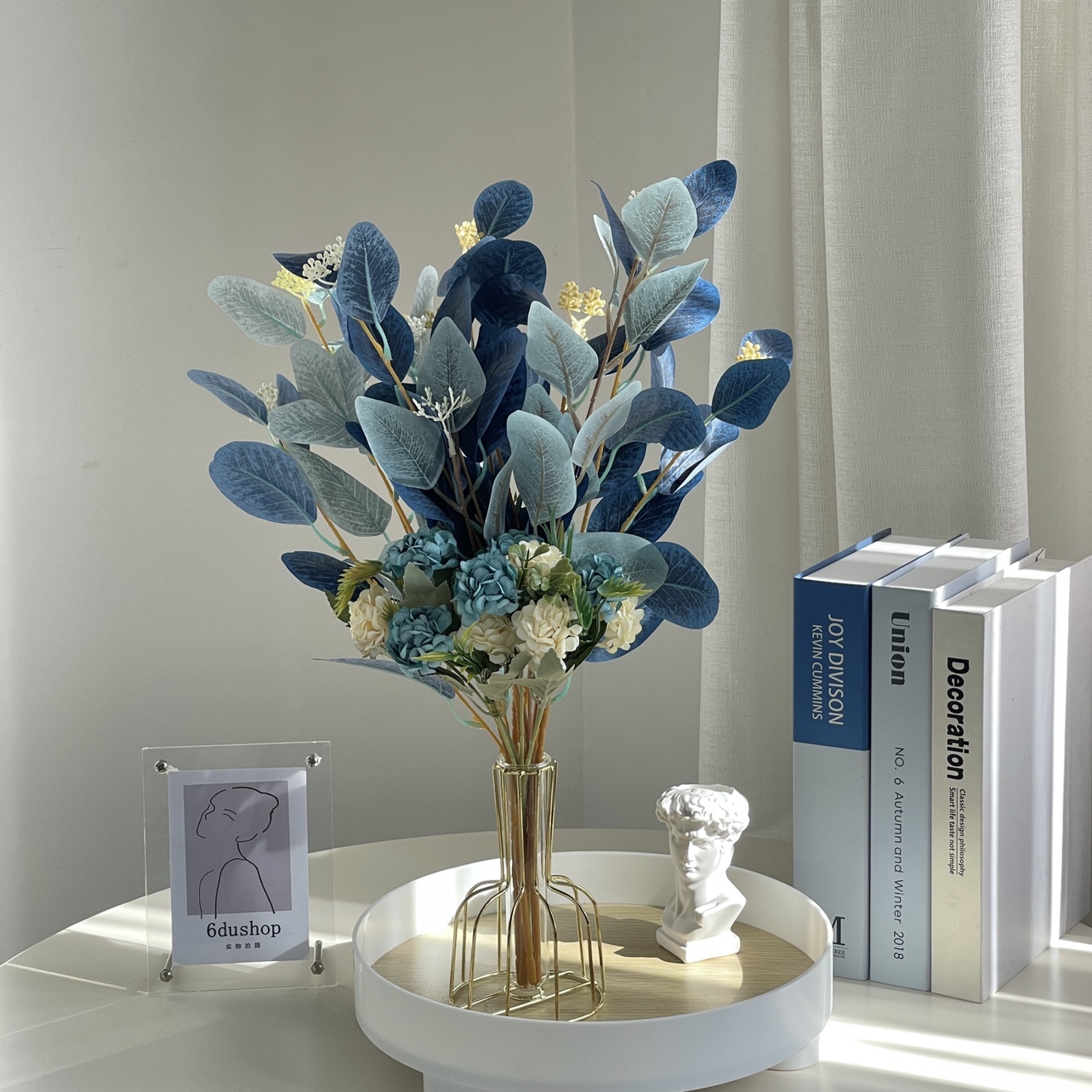 ins克莱因蓝尤加利花艺摆件