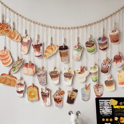 ins风韩国咖啡店背景墙装饰品海报面包店烘焙贴画卡片照片墙挂饰