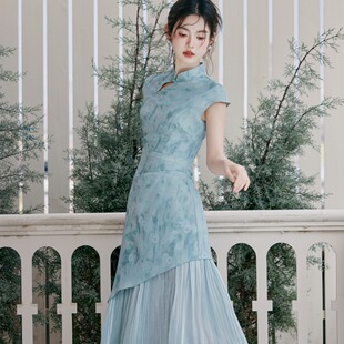 新中式夏季新款温柔甜美气质少女国风新中式印花改良版旗袍连衣裙