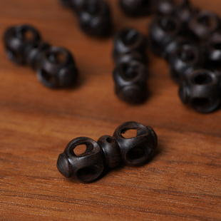 山仓 木雕108佛珠手串文玩diy手工配件散珠m07 黑檀木金刚杵