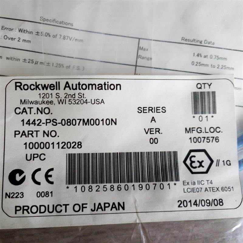 【议价】罗克韦尔1442-PS-0807M0010N传感器，全新原装