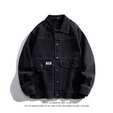 潮流小标休闲大码宽松男女立体牛仔外套夹克J301-P65【特价】，男装工装外套，电商A007-1