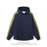 美式连帽大码撞色三条杠长袖套头卫衣男女同款W4705-特价P42，男装卫衣，电商A007-1