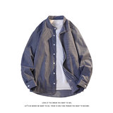 设计感条纹衬衣文艺范男宽松休闲港味立领衬衫外套C2270-特价P45，男装衬衫，电商A007-1