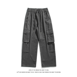全棉加厚水洗工装多口袋休闲裤男潮流大码直筒K8576-P47【特价】图片