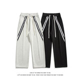 直筒休闲运动宽松阔腿裤男纯色简约拼色下装K8676-特价P40，男装休闲裤，电商A007-1