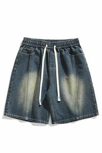 夏新百搭美式休闲松紧腰水洗拼接牛仔短裤子男DK8482-P32【特价】图片