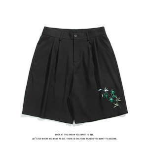 夏季风新中式绣花西裤宽松直筒五分裤短裤DK8494-P32【特价】图片