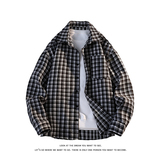 格子纹高级感复古衬衫美式设计感休闲长袖衬衫C2267-特价P32，男装衬衫，电商A007-1