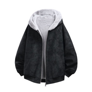 网图慎上荔枝纹皮座山雕加绒连帽棉服加厚保暖棉衣MP7826-特价P85图片