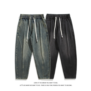 巴家弯刀高街牛仔裤宽松直筒裤松紧腰休闲长裤K8552-P40【特价】，男装牛仔裤，电商A007-1