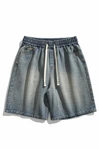 夏新百搭美式休闲松紧腰水洗潮流牛仔短裤子男DK8490-P32【特价】图片
