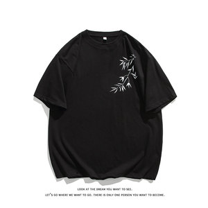 风新中式竹子240克双纱精梳棉半袖短袖T恤T3515-P25【特价】图片