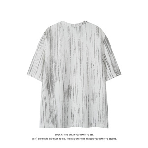 休闲风百搭短袖T恤男女宽松圆领条纹肌理感内搭上衣T3695-特价P22图片