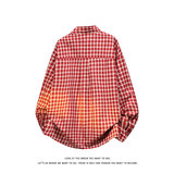 韩版时尚休闲红色格子小众设计感衬衫上衣衬衣C2247-特价P35，男装衬衫，电商A007-1