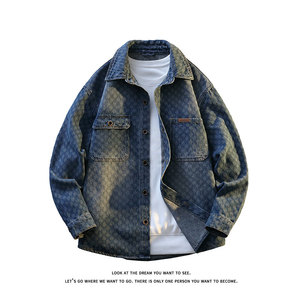 美式复古做旧牛仔衬衫男潮流宽松水洗长袖外套JA98815-特价P62，男装衬衫，电商A007-1