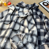 磨毛加厚连帽外套秋季美式慵懒风格子长袖衬衫C2257-特价P45，男装衬衫，电商A007-1