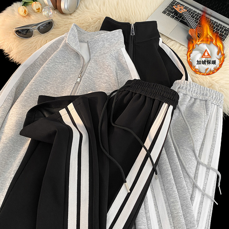 加绒加厚运动服套装W4641JR（加绒）特P53/K8579JR（加绒）特P43，男装休闲套装，电商A007-1