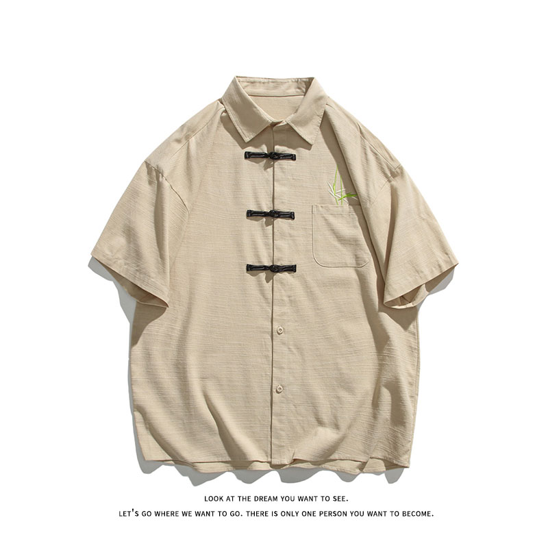 夏季潮流风新中式绣花大码休闲男短袖衬衫DC2182-P36【特价】,男装衬衫,电商A007-1