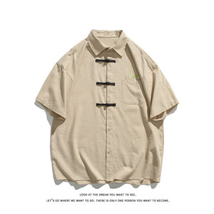 夏季潮流风新中式绣花大码休闲男短袖衬衫DC2182-P36【特价】图片