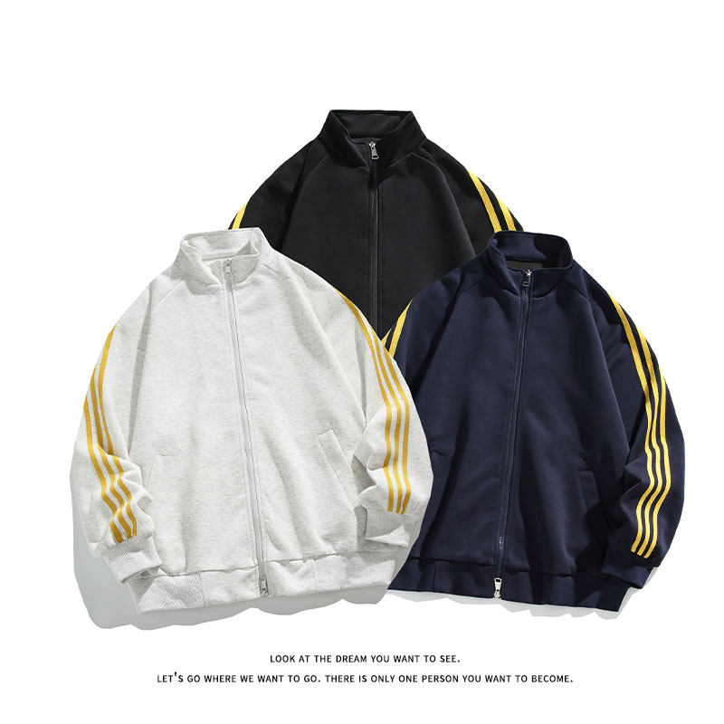 休闲立领套头长袖上衣男女条纹高级感卫衣外套W4694-特价P52，女装短外套，电商A007-1