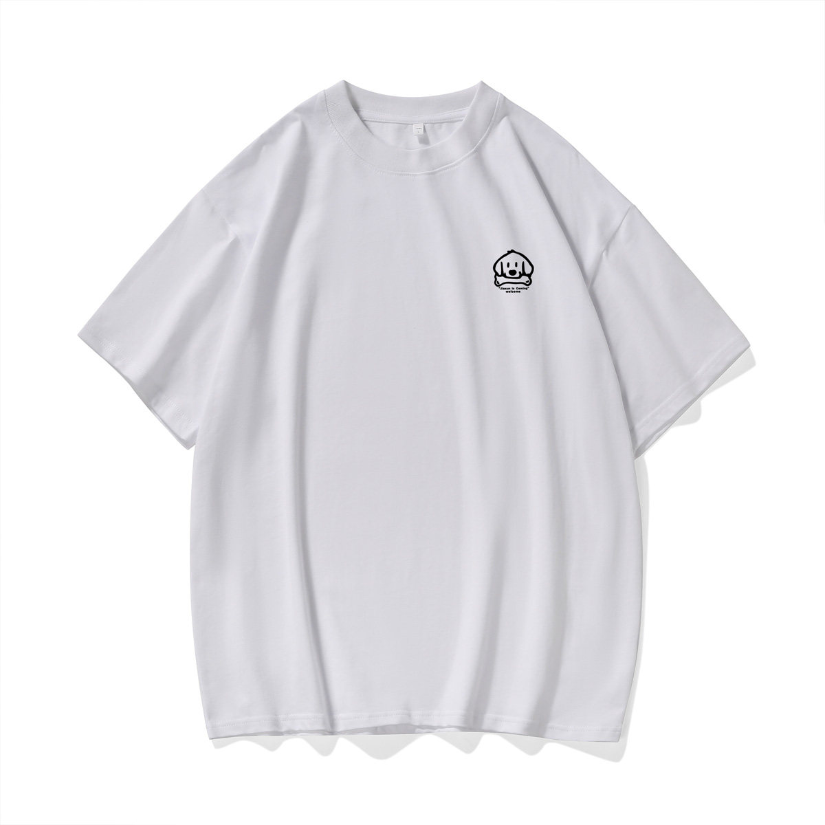 简约印花短袖T恤男纯棉情侣宽松型百搭圆领休闲上衣T3496-特价P23，男装T恤，电商A007-1