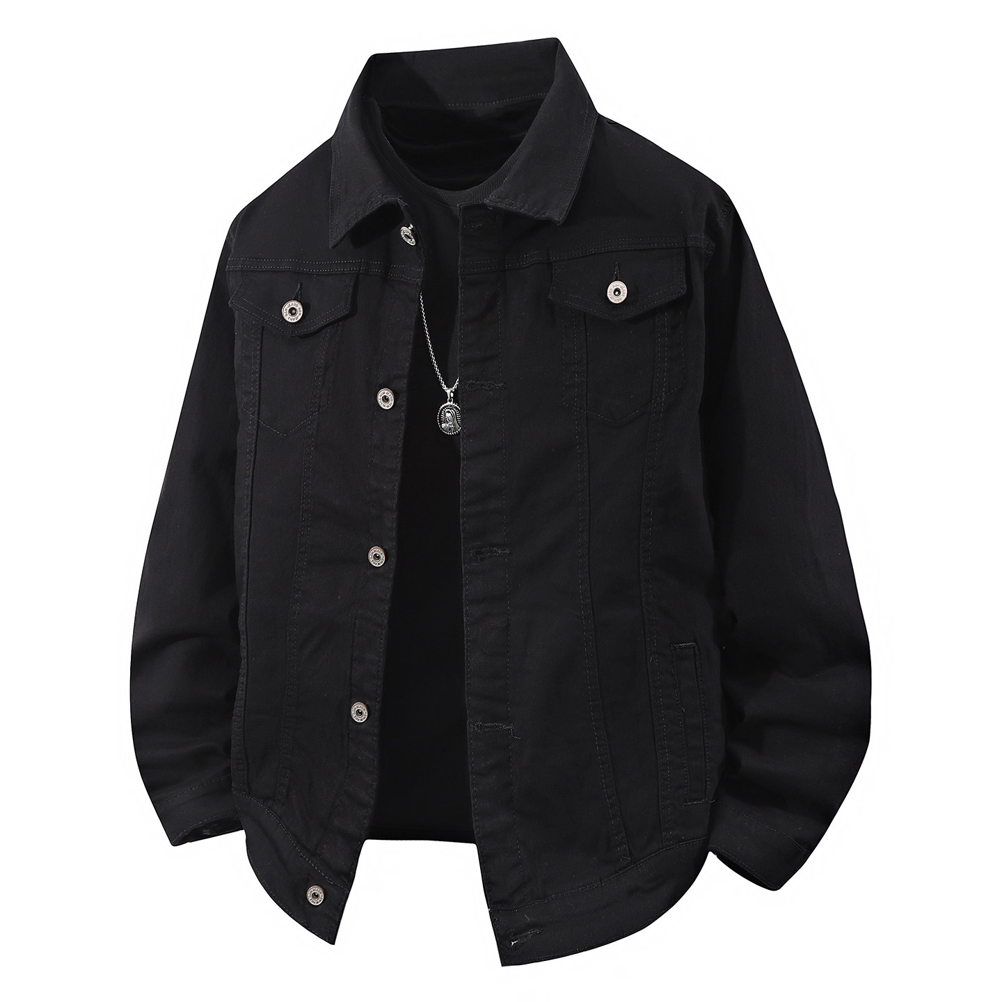 美式工装风黑色牛仔夹克男宽松翻领痞帅休闲外套JA008-特价P60，男装夹克，电商A007-1