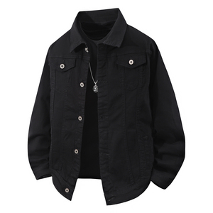 美式工装风黑色牛仔夹克男宽松翻领痞帅休闲外套JA008-特价P60，男装夹克，电商A007-1