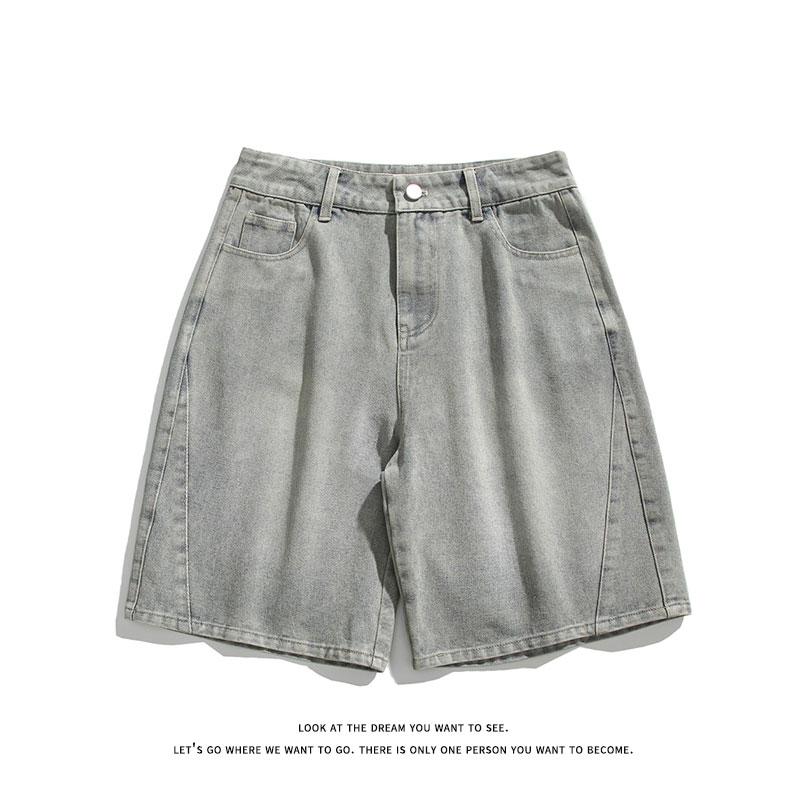 夏新款潮流百搭美式休闲水洗拼接牛仔短裤子男DK8481-P32【特价】,男装牛仔裤,电商A007-1