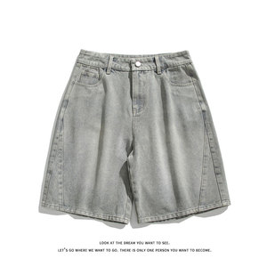 夏新款潮流百搭美式休闲水洗拼接牛仔短裤子男DK8481-P32【特价】图片