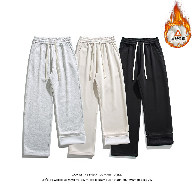 简约加绒休闲裤男直筒垂感保暖运动风长裤K7783JR（加绒）特价P37，男装棉衣，电商A007-1