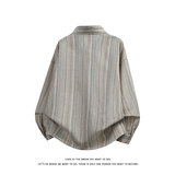 美式复古条纹长袖衬衫男宽松日常百搭休闲翻领外套C2272-特价P37，男装衬衫，电商A007-1
