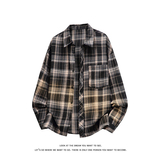 韩版潮流复古格子大码翻领长袖衬衫内搭外套C2194-P30【特价】，男装衬衫，电商A007-1