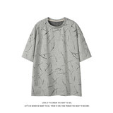 简约百搭美式休闲短袖T恤男复古圆领宽松型百搭上衣T3715-特价P37，男装T恤，电商A007-1