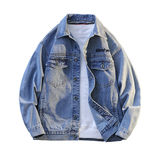 字母时尚百搭牛仔夹克工装风翻领多口袋休闲长袖外套JQ3-特价P70，男装夹克，电商A007-1