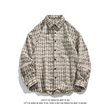 复古宽松休闲细格子衬衫男薄款长袖百搭外套C2261-特价P42，男装衬衫，电商A007-1