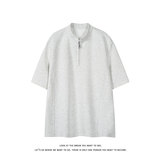 重磅半拉链亨利领短袖T恤宽松型设计感休闲风上衣男T3705-特价P27，男装T恤，电商A007-1